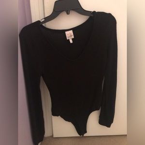 Black bell sleeve body suit